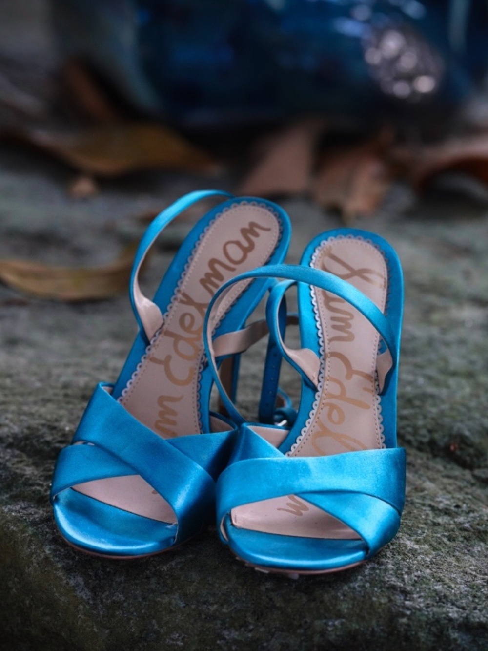 Sam Edelman Blue Satin Strappy Stiletto Sandals - Size 8